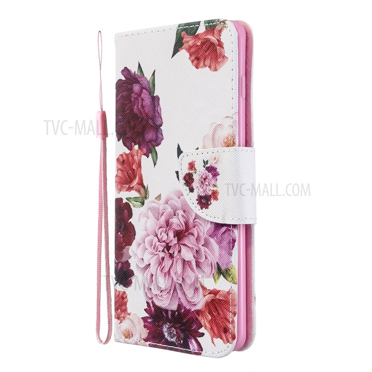 Pattern Printing Cross Texture Leather Wallet Stand Case for Samsung Galaxy S10 Plus - Vivid Flowers-3