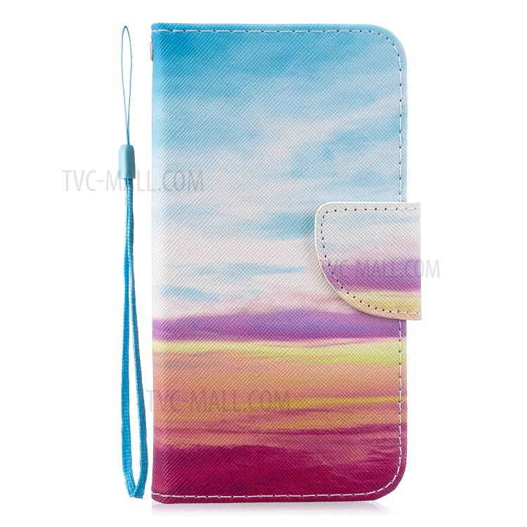 Pattern Printing Cross Texture Leather Wallet Stand Case for Samsung Galaxy S10 Plus - Sky-2