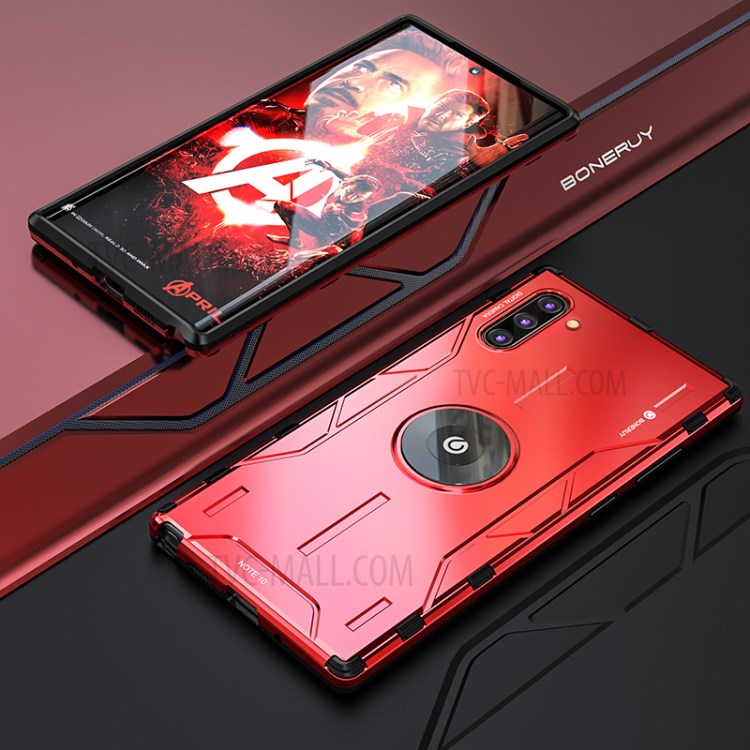 Drop-proof Metal Silicone Combo Phone Case for Samsung Galaxy Note 10/Note 10 5G - Red-1