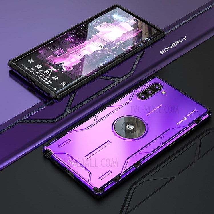 Drop-proof Metal Silicone Combo Phone Case for Samsung Galaxy Note 10/Note 10 5G - Purple-1