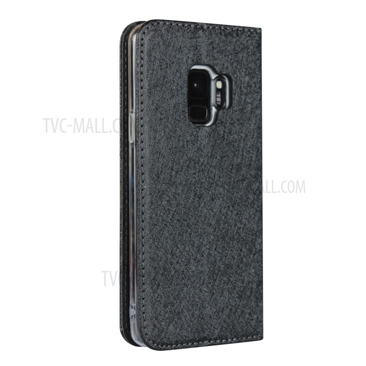 Silk Texture Leather Wallet Case for Samsung Galaxy S9 SM-G960 - Black-4