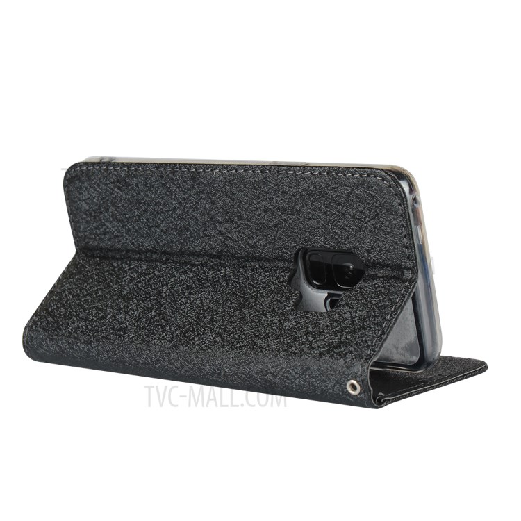 Silk Texture Leather Wallet Case for Samsung Galaxy S9 SM-G960 - Black-6