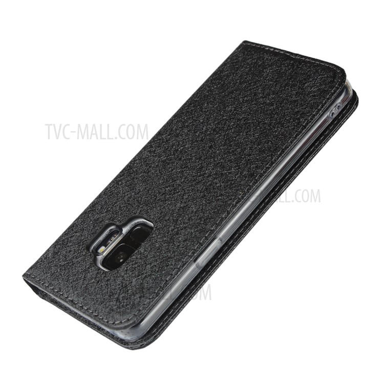 Silk Texture Leather Wallet Case for Samsung Galaxy S9 SM-G960 - Black-7