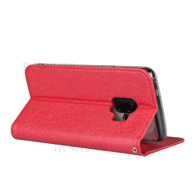 Silk Texture Leather Wallet Case for Samsung Galaxy S9 SM-G960 - Red-6