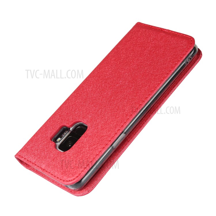 Silk Texture Leather Wallet Case for Samsung Galaxy S9 SM-G960 - Red-7