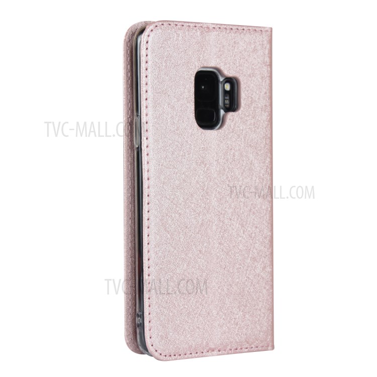 Silk Texture Leather Wallet Case for Samsung Galaxy S9 SM-G960 - Rose Gold-4