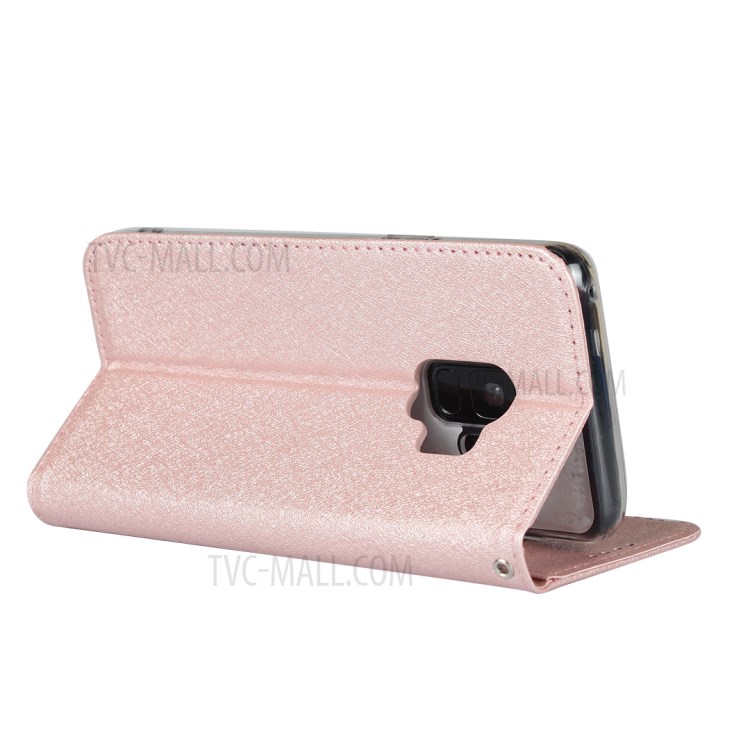 Silk Texture Leather Wallet Case for Samsung Galaxy S9 SM-G960 - Rose Gold-6