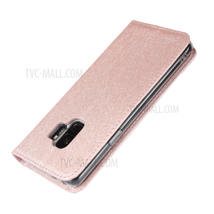 Silk Texture Leather Wallet Case for Samsung Galaxy S9 SM-G960 - Rose Gold-7