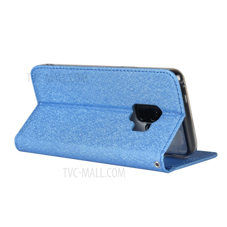 Silk Texture Leather Wallet Case for Samsung Galaxy S9 SM-G960 - Blue-6