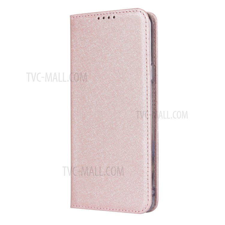 Silk Skin Leather Wallet Stand Protective Phone Case for Samsung Galaxy S9 Plus - Rose Gold-4