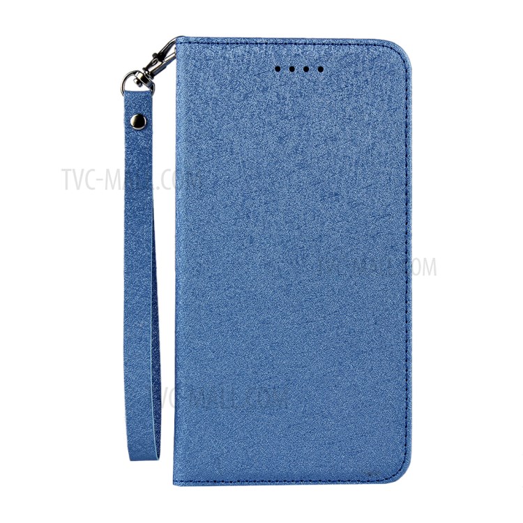 Silk Skin Leather Wallet Stand Protective Phone Case for Samsung Galaxy S9 Plus - Blue-2
