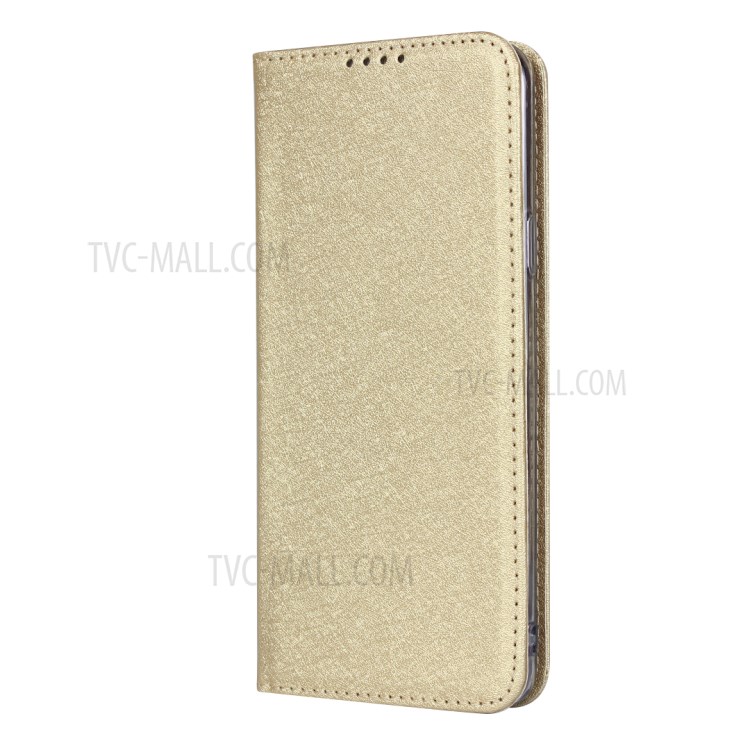 Silk Skin Leather Wallet Stand Protective Phone Case for Samsung Galaxy S9 Plus - Gold-4