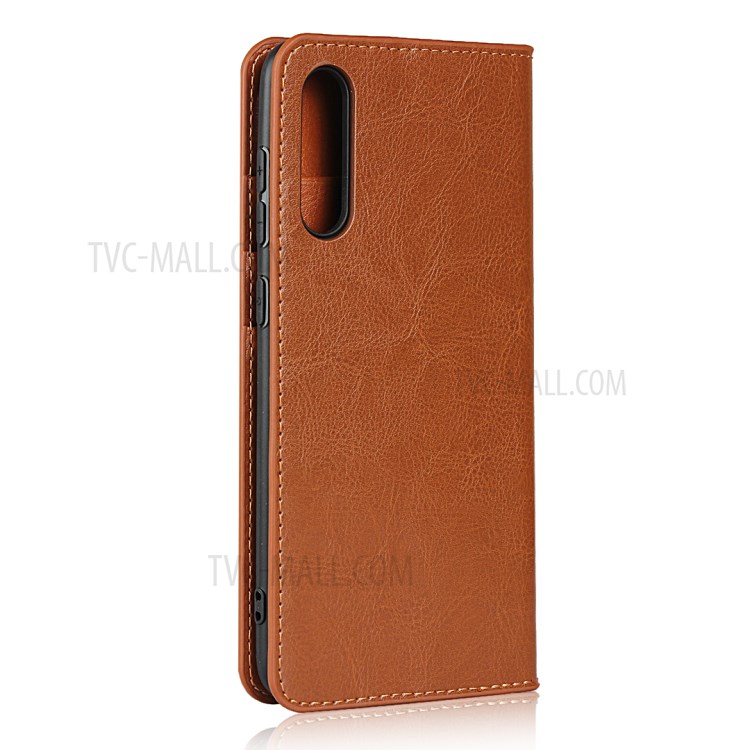 Crazy Horse Skin with Wallet Genuine Leather Case for Samsung Galaxy A70s - Brown-4