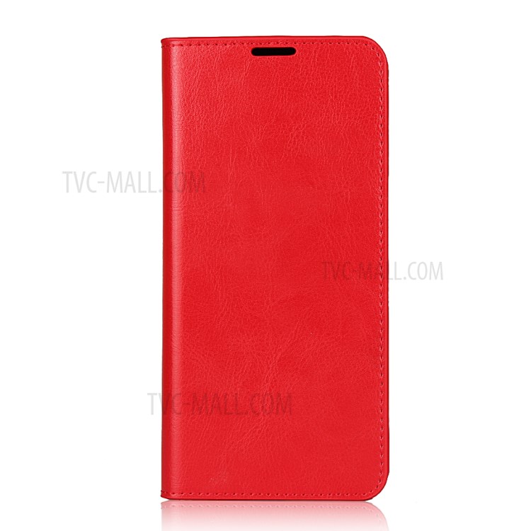 Crazy Horse Skin with Wallet Genuine Leather Case for Samsung Galaxy A70s - Red-2