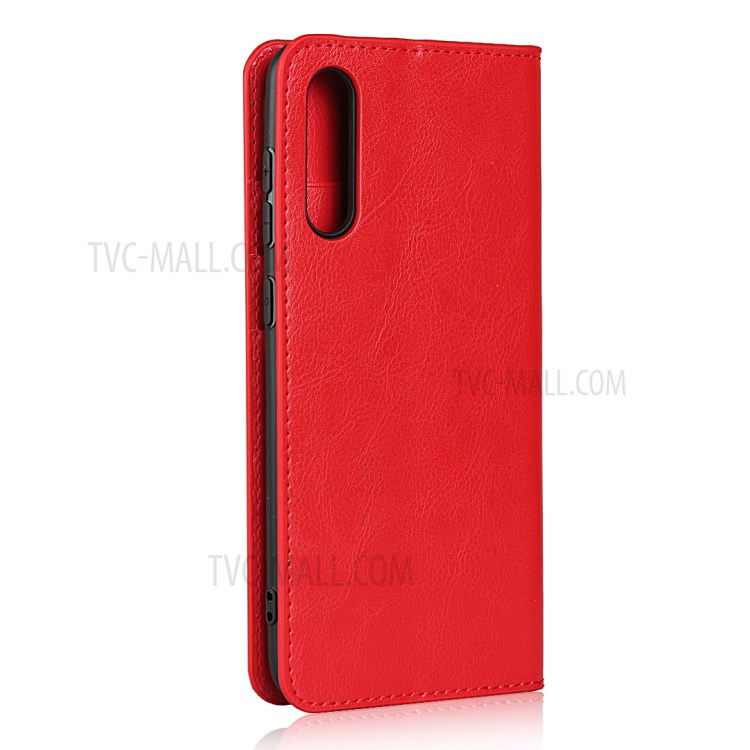 Crazy Horse Skin with Wallet Genuine Leather Case for Samsung Galaxy A70s - Red-3