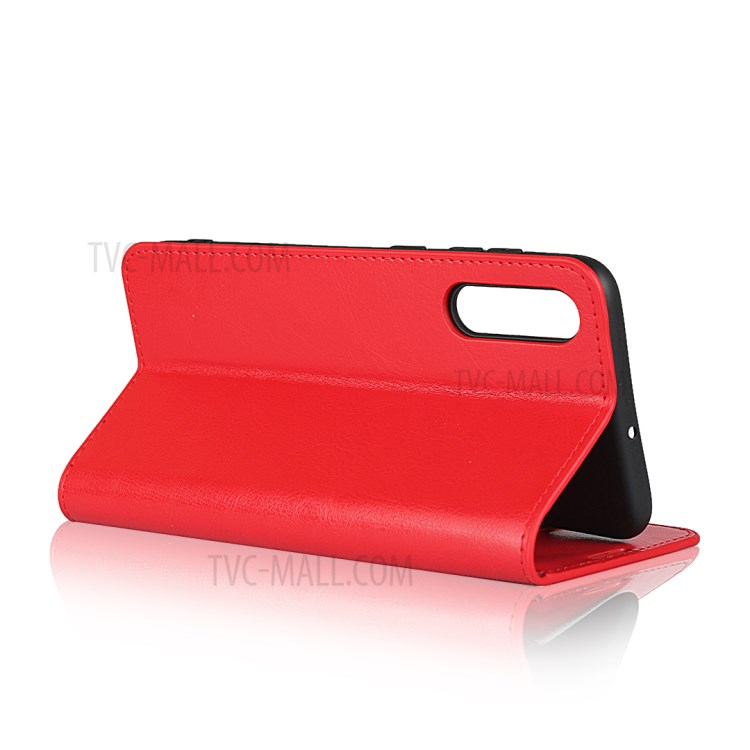 Crazy Horse Skin with Wallet Genuine Leather Case for Samsung Galaxy A70s - Red-5
