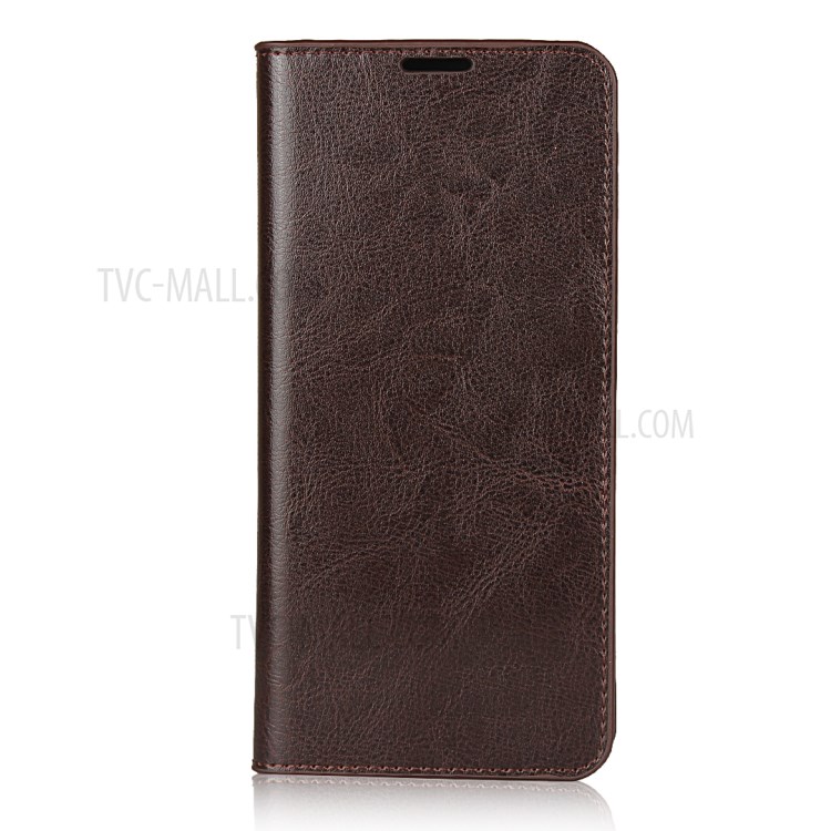 Crazy Horse Skin with Wallet Genuine Leather Case for Samsung Galaxy A70s - Coffee-2