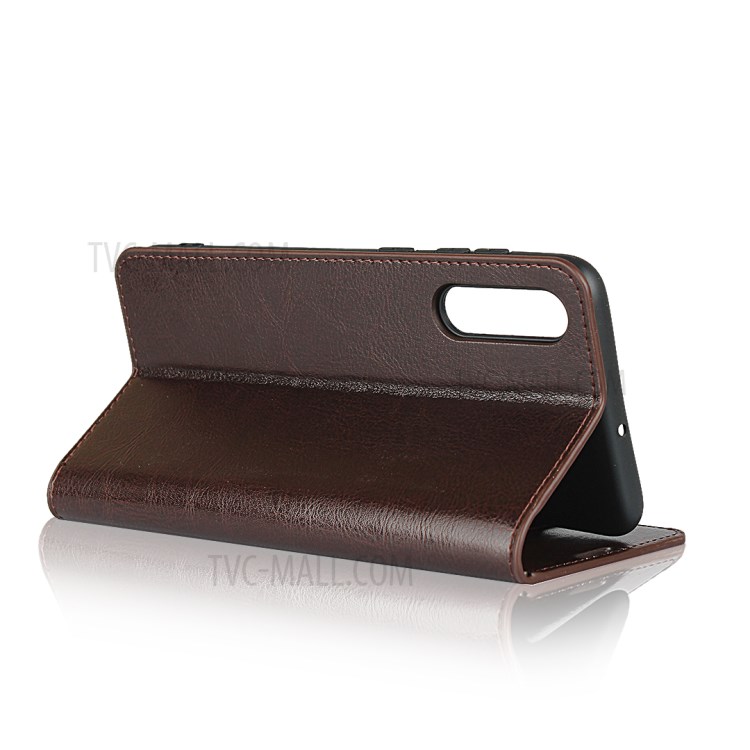 Crazy Horse Skin with Wallet Genuine Leather Case for Samsung Galaxy A70s - Coffee-5