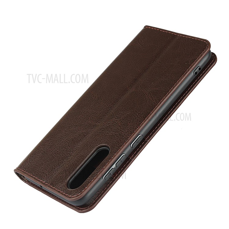 Crazy Horse Skin with Wallet Genuine Leather Case for Samsung Galaxy A70s - Coffee-6