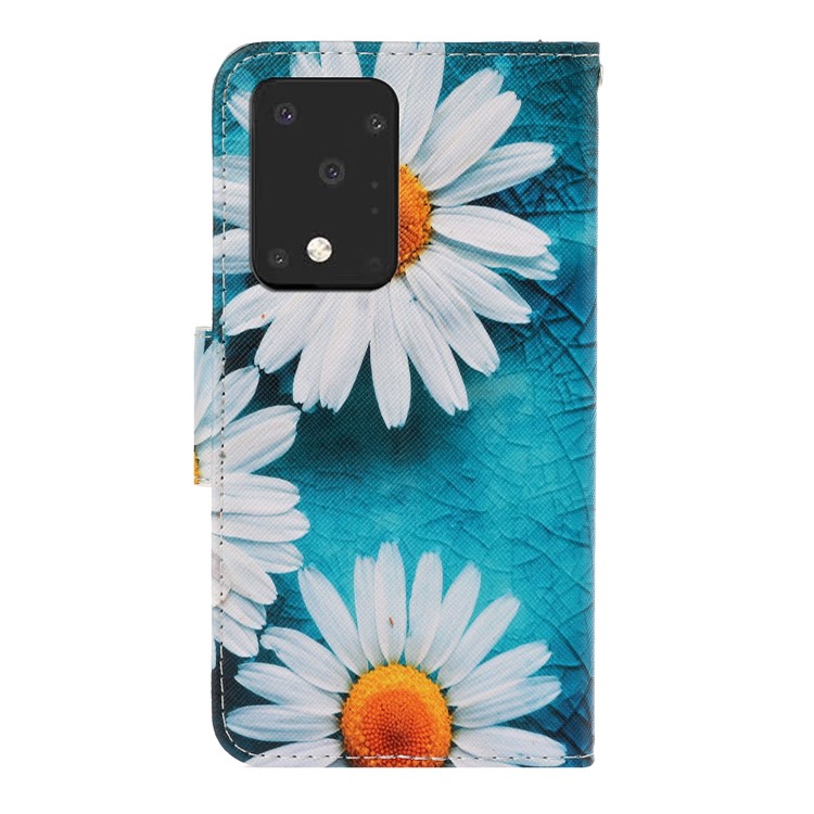 Pattern Printing Wallet Leather Protector Phone Shell Stand Case for Samsung Galaxy S20 Ultra/S11 Plus - Flower-2