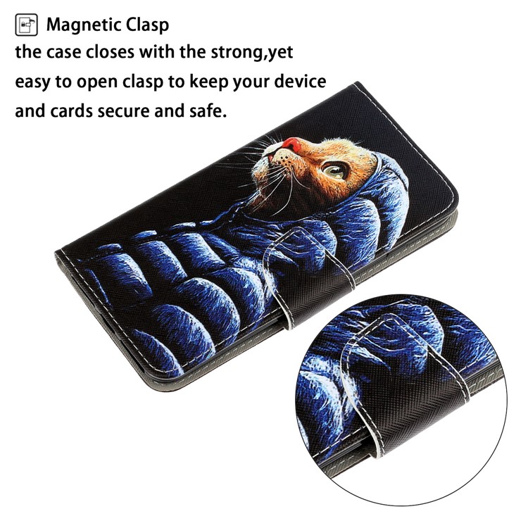 Pattern Printing Wallet Leather Protector Phone Shell Stand Case for Samsung Galaxy S20 Ultra - Cat Wearing Cloth-3