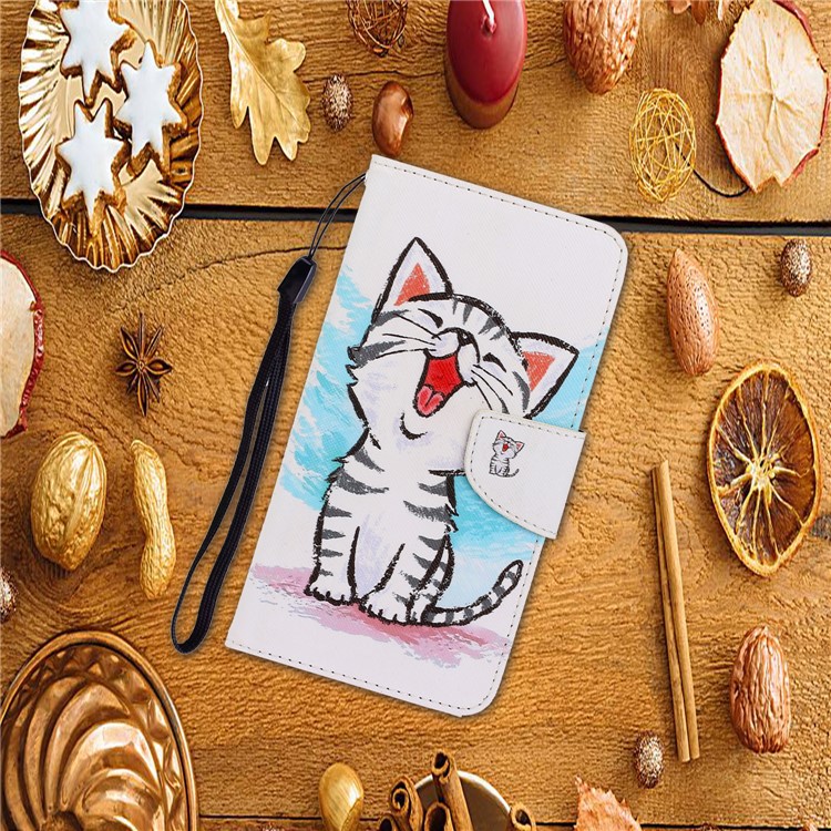 Pattern Printing Wallet Leather Protector Phone Shell Stand Case for Samsung Galaxy S20 Ultra - Cute Cat-5