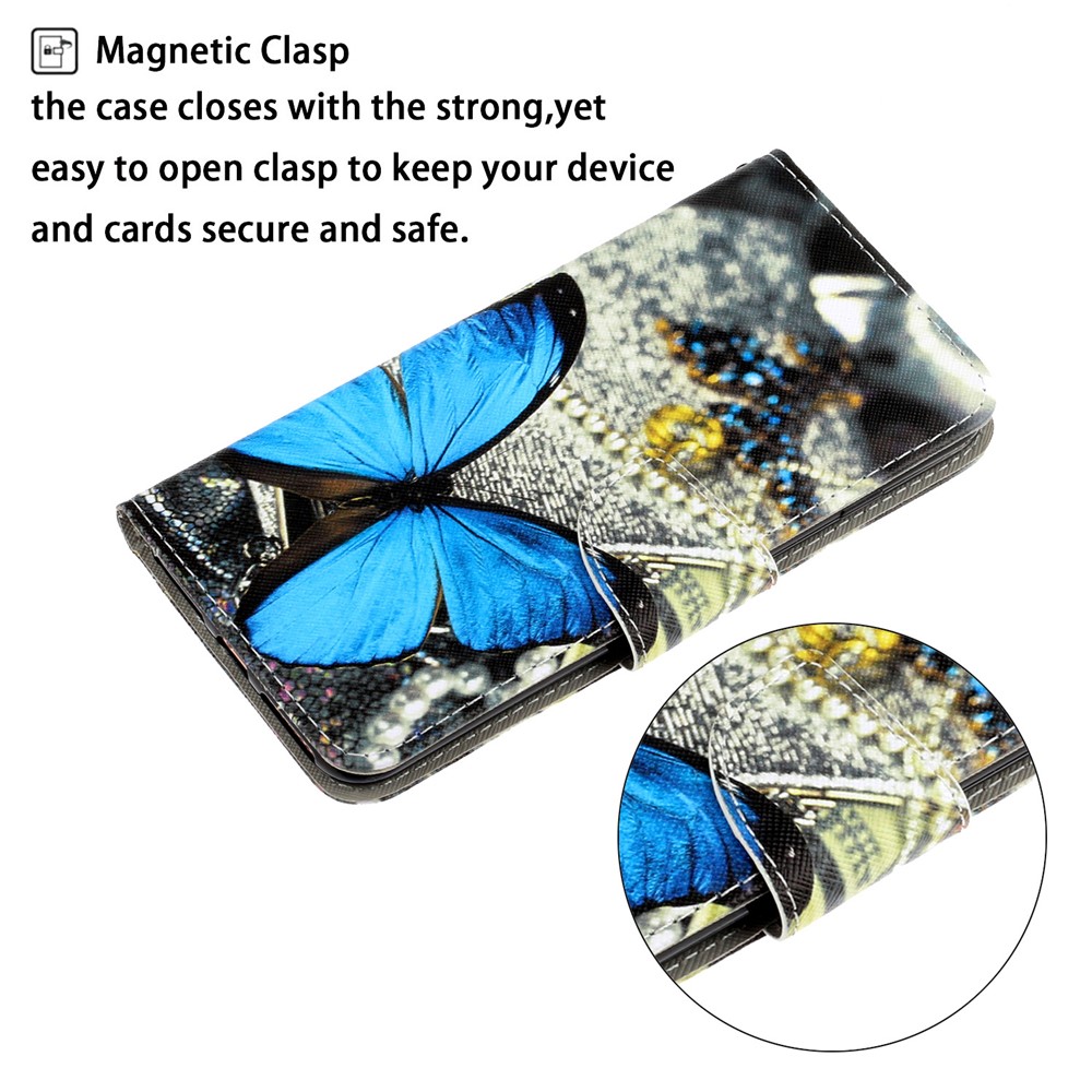 Pattern Printing Willet Protector Protector Phone Stand Case Para Samsung Galaxy S20 Ultra - Gran Mariposa-3