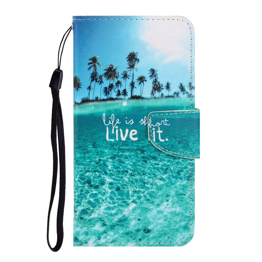 Pattern Printing PU Leather Wallet Phone Cover for Samsung Galaxy S20 - Sea-1