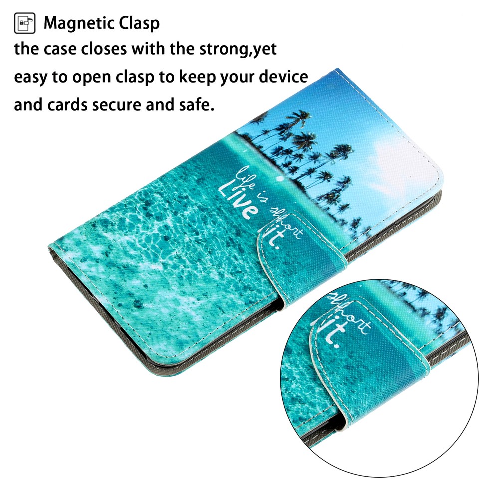 Pattern Printing PU Leather Wallet Phone Cover for Samsung Galaxy S20 - Sea-2