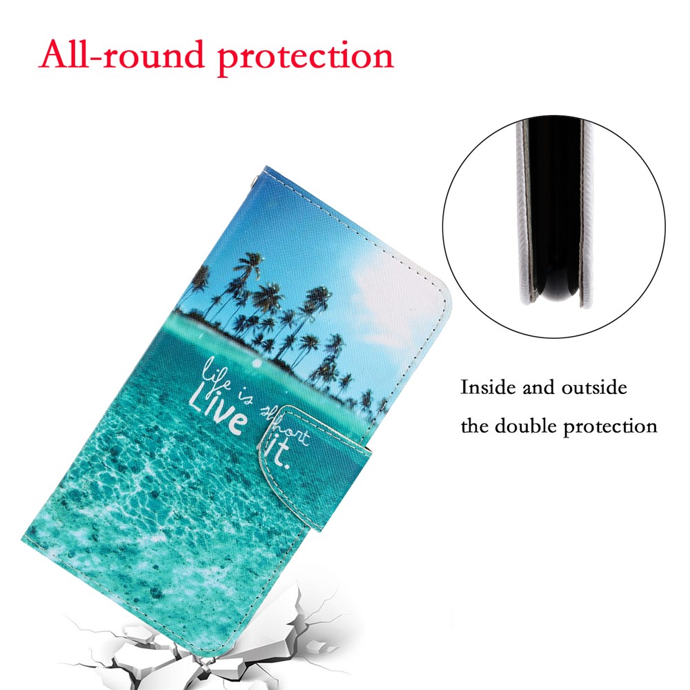 Pattern Printing PU Leather Wallet Phone Cover for Samsung Galaxy S20 - Sea-3