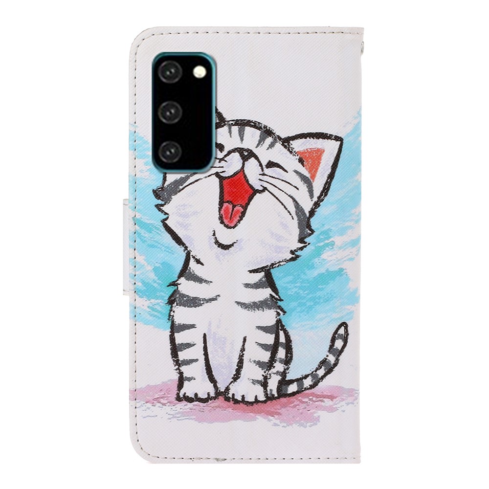 Impresión de Patrones PU Cuero de Cuero Cover Para Samsung Galaxy S20 4G/S20 5G - Lindo Gato-2