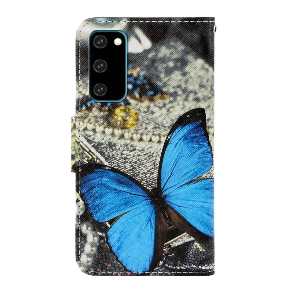 Pattern Printing PU Leather Wallet Phone Cover for Samsung Galaxy S20 - Big Butterfly-2