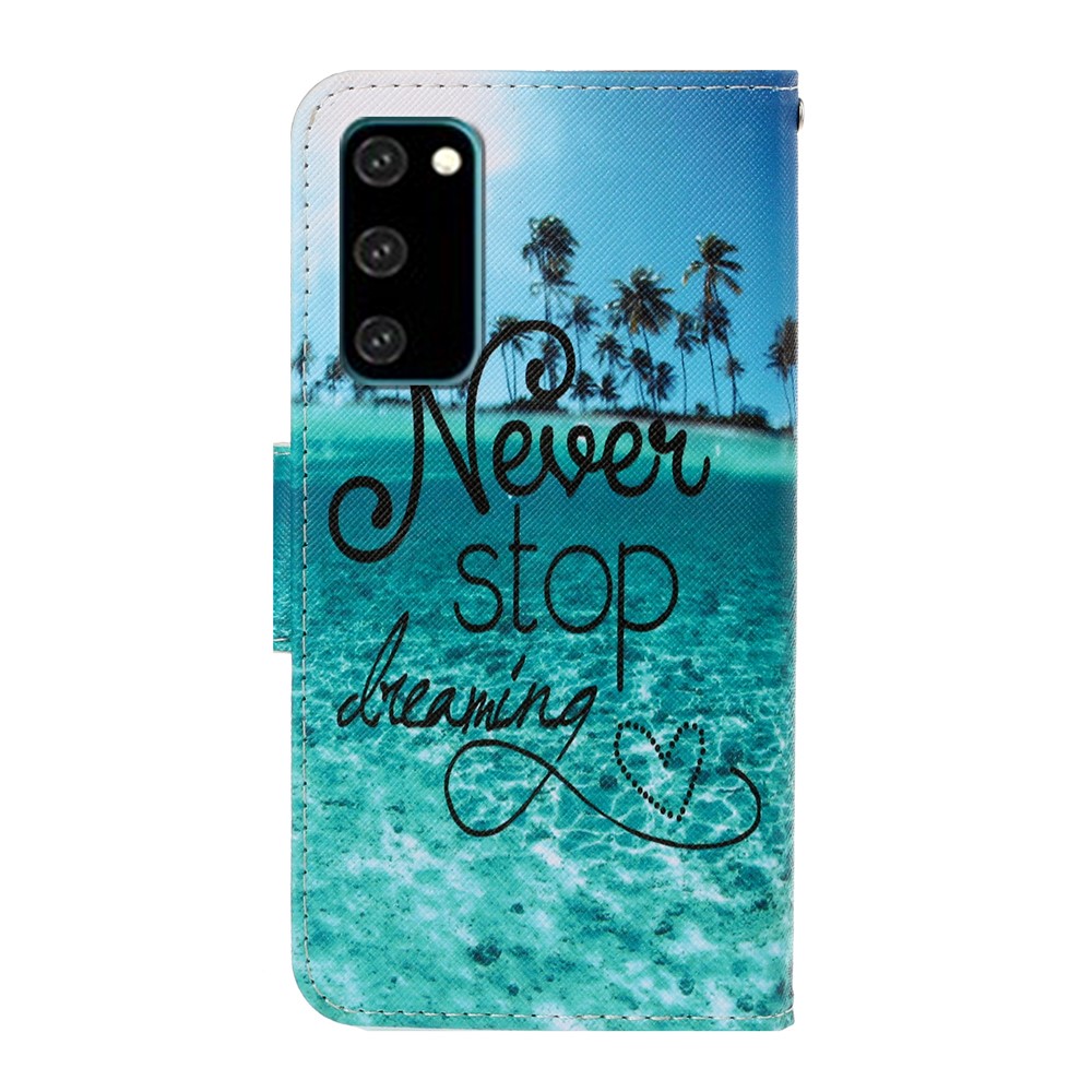 Pattern Printing PU Leather Wallet Phone Cover for Samsung Galaxy S20 - Never Stop Dreaming-2