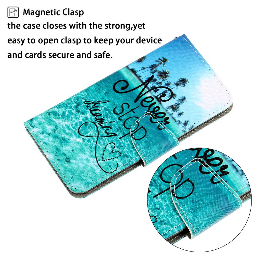 Pattern Printing PU Leather Wallet Phone Cover for Samsung Galaxy S20 - Never Stop Dreaming-3