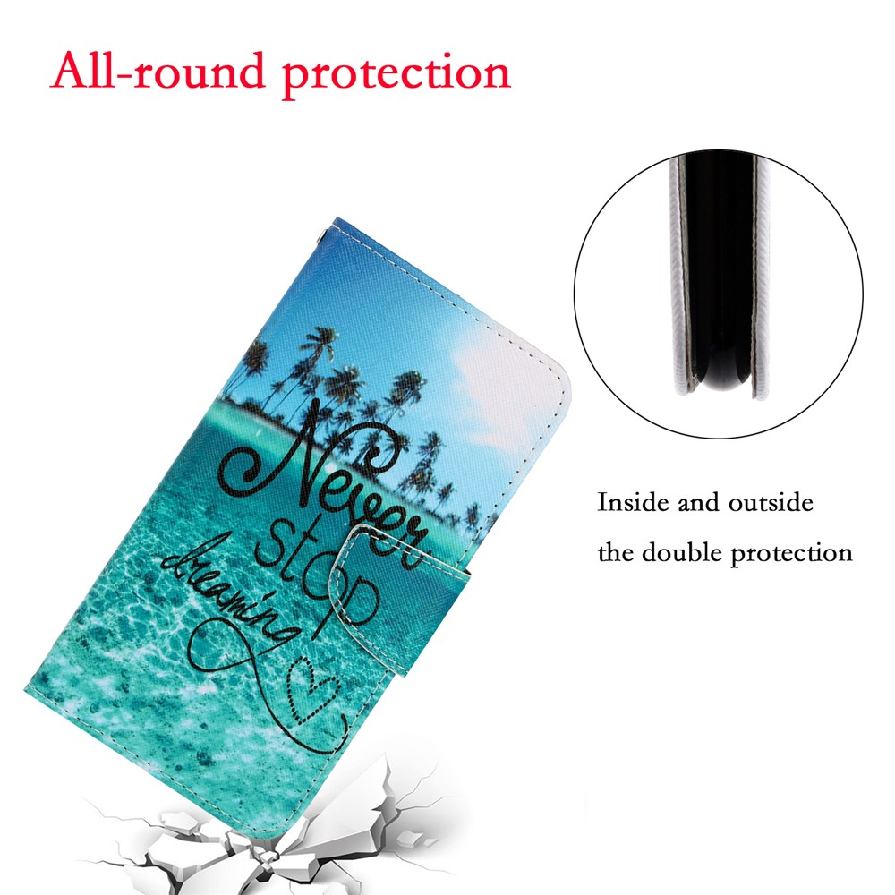 Pattern Printing PU Leather Wallet Phone Cover for Samsung Galaxy S20 - Never Stop Dreaming-4