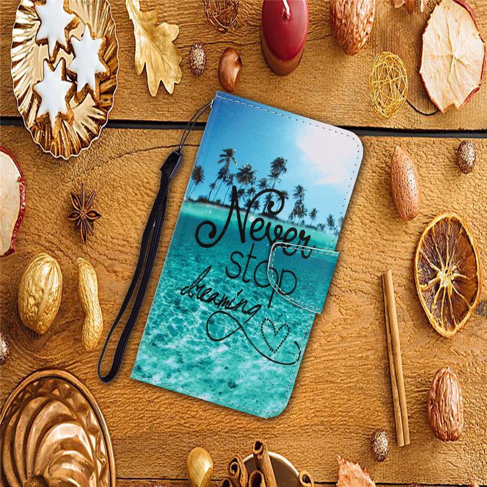 Pattern Printing PU Leather Wallet Phone Cover for Samsung Galaxy S20 - Never Stop Dreaming-5