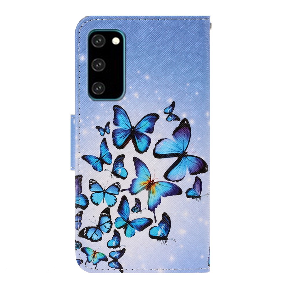 Pattern Printing PU Leather Wallet Phone Cover for Samsung Galaxy S20 - Butterfly Group-2
