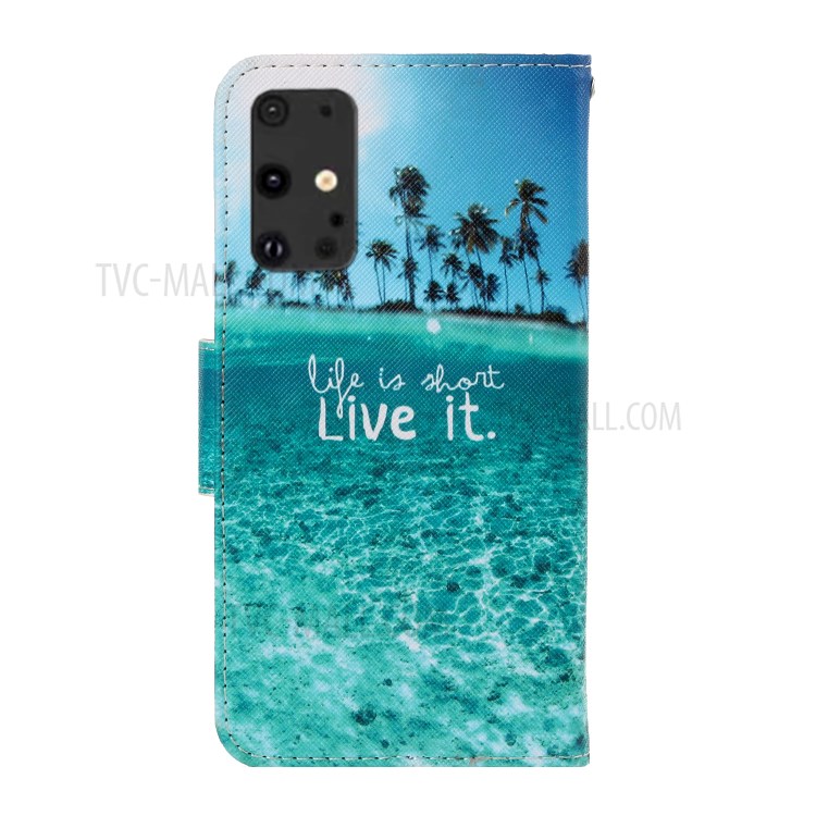 Pattern Printing PU Leather Wallet Phone Casing for Samsung Galaxy S20 Plus - Sea-2