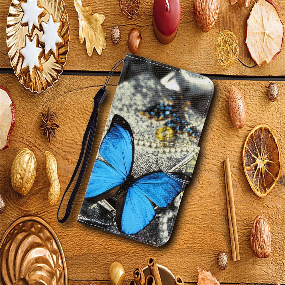 Pattern Printing PU Leather Wallet Phone Casing for Samsung Galaxy S20 Plus - Big Butterfly-7