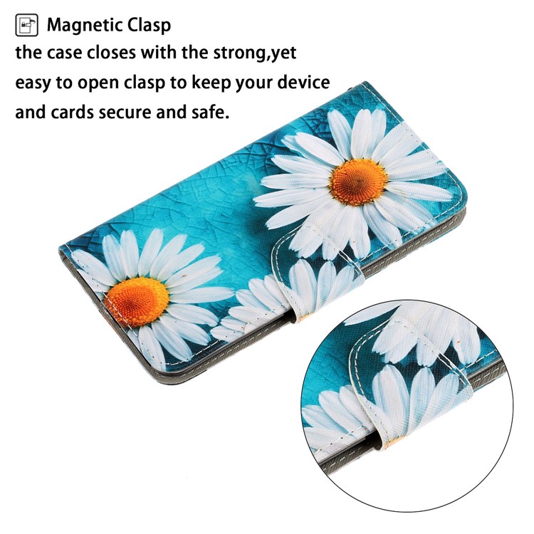 Modèle D'impression de Motif de Portefeuille en Cuir en Cuir Pour Samsung Galaxy A71 A715 - Fleur Blanche