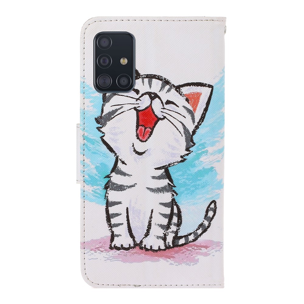 Pattern Printing Flip Leather Wallet Phone Shell for Samsung Galaxy A71 A715 - Cute Cat-2