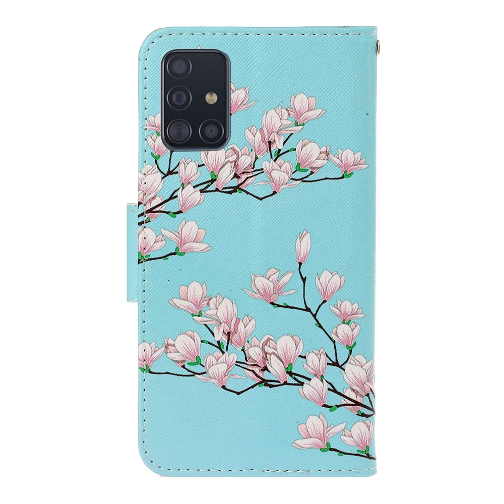 Pattern Printing Flip Leather Wallet Phone Shell for Samsung Galaxy A71 A715 - Flower Branches-2