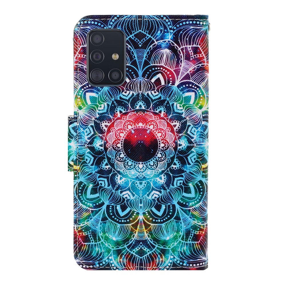 Pattern Printing Flip Leather Wallet Phone Shell for Samsung Galaxy A71 A715 - Mandala Flower-2