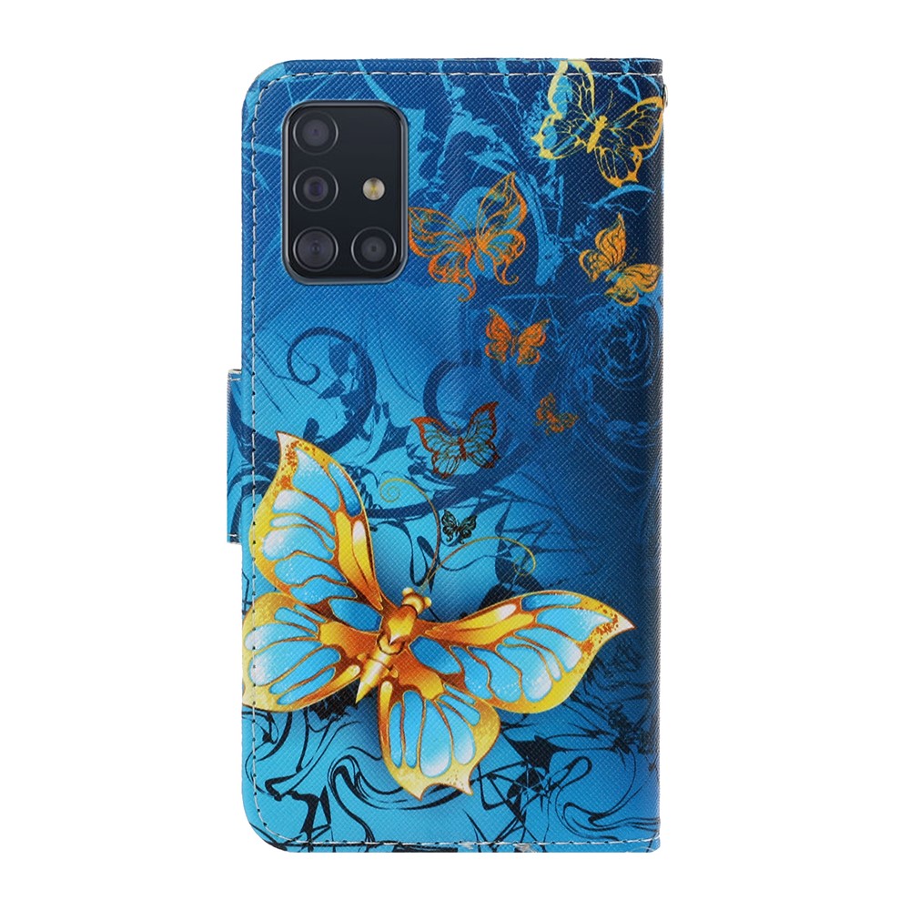 Pattern Printing Flip Leather Wallet Phone Shell for Samsung Galaxy A71 A715 - Metal Butterfly-2