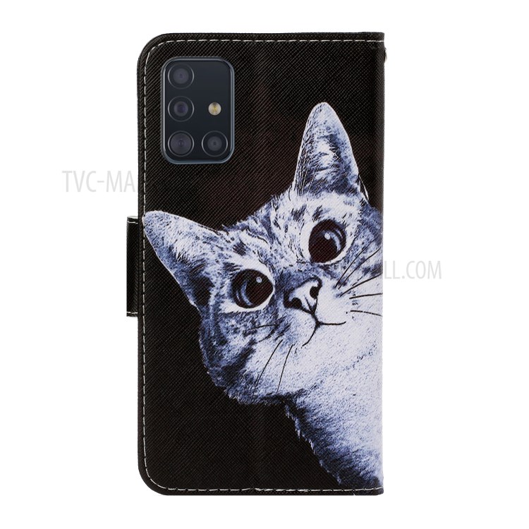 Pattern Printing Flip Leather Wallet Phone Shell for Samsung Galaxy A71 A715 - Cat-2