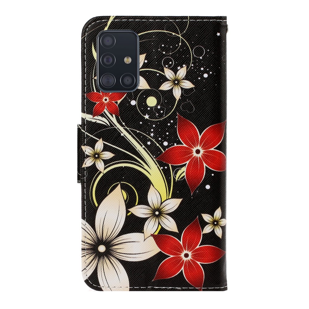 Pattern Printing Flip Leather Wallet Phone Shell for Samsung Galaxy A71 A715 - Flowers-2