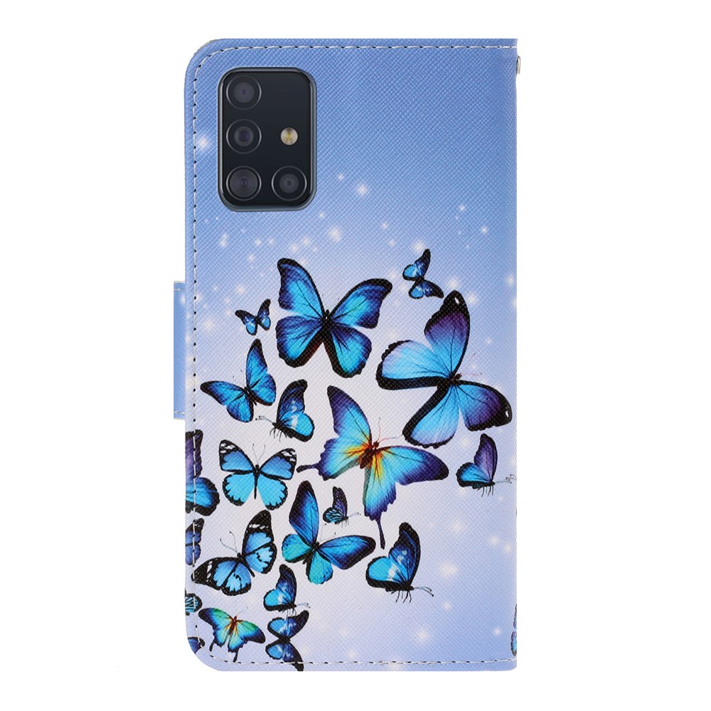 Padrão Flip Leather Wallet Phone Shell Para Samsung Galaxy A71 A715 - Grupo de Borboletas