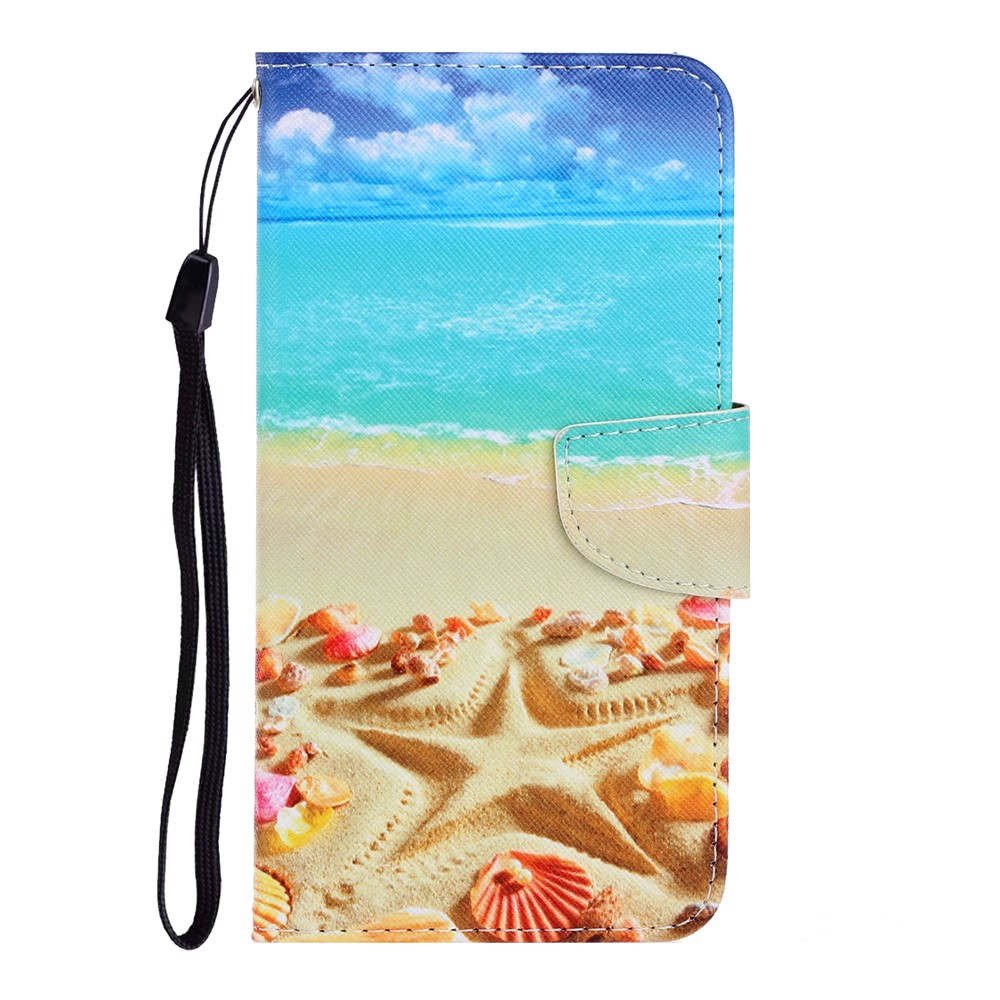 Pattern Printing Wallet Leather Stand Case for Samsung Galaxy A51 - Beach-1