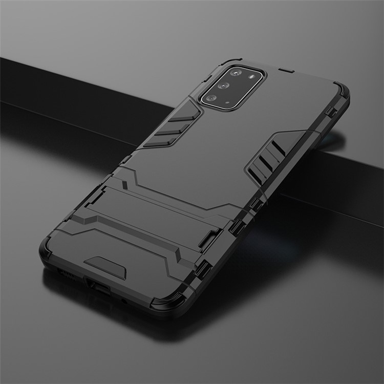 Case Combo de Plástico + TPU Con Kickstand Para Samsung Galaxy S20 Plus - Negro