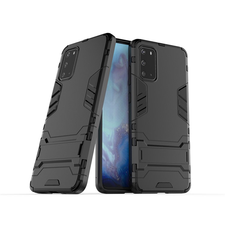 Case Combo de Plástico + TPU Con Kickstand Para Samsung Galaxy S20 Plus - Negro